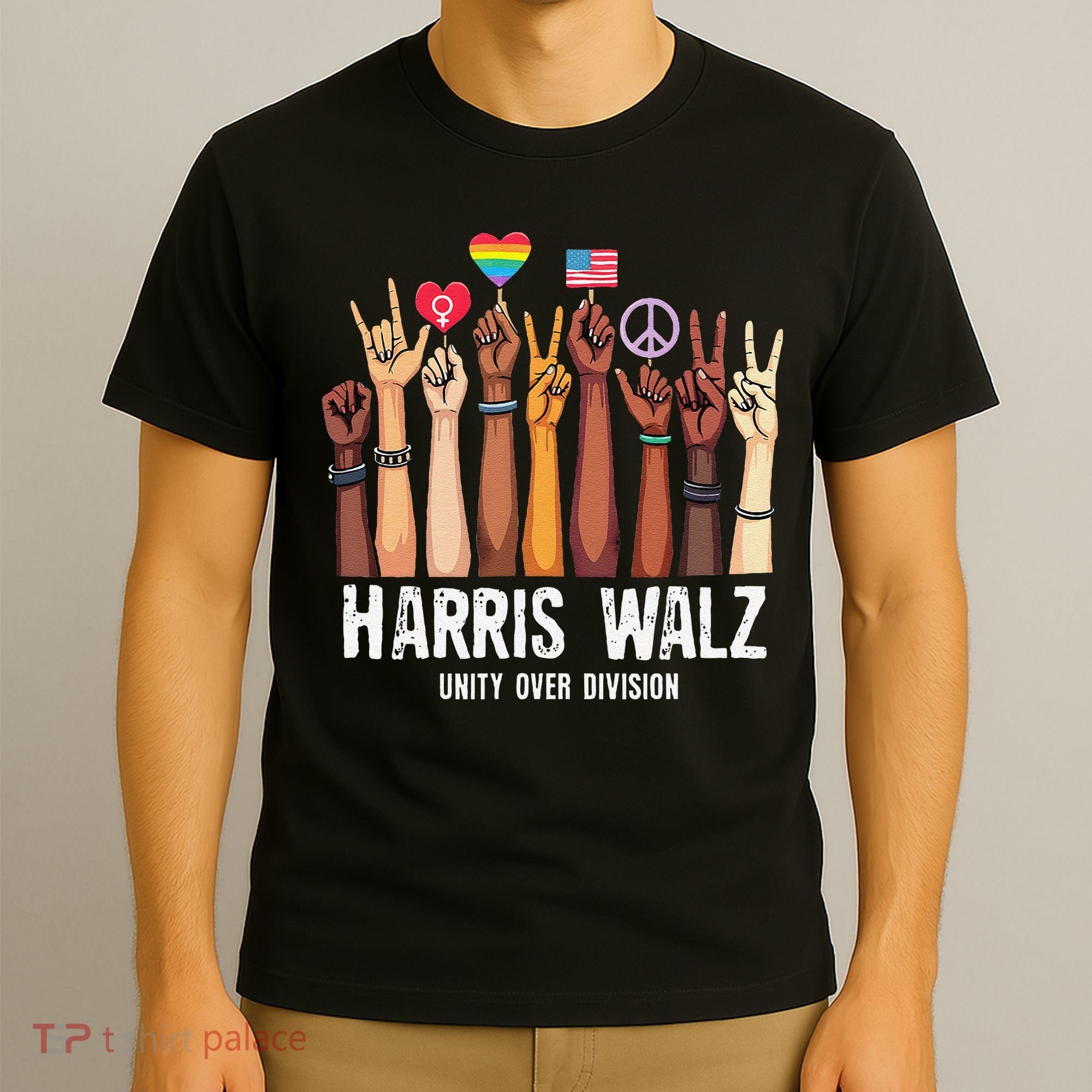 Kamala Harris Election Day Harris Walz Unity Over Division T-Shirt