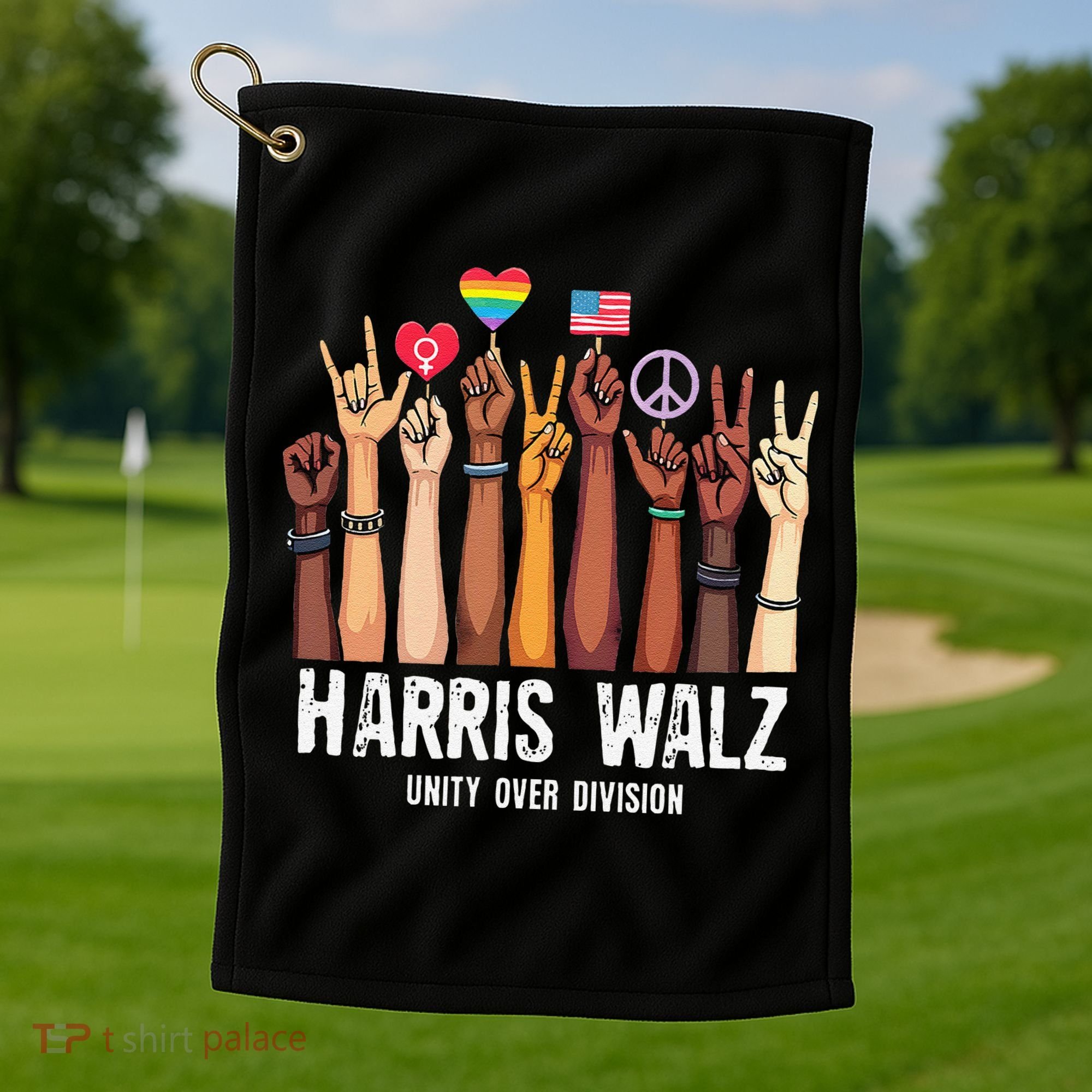 Kamala Harris Election Day Harris Walz Unity Over Division Golf Towel