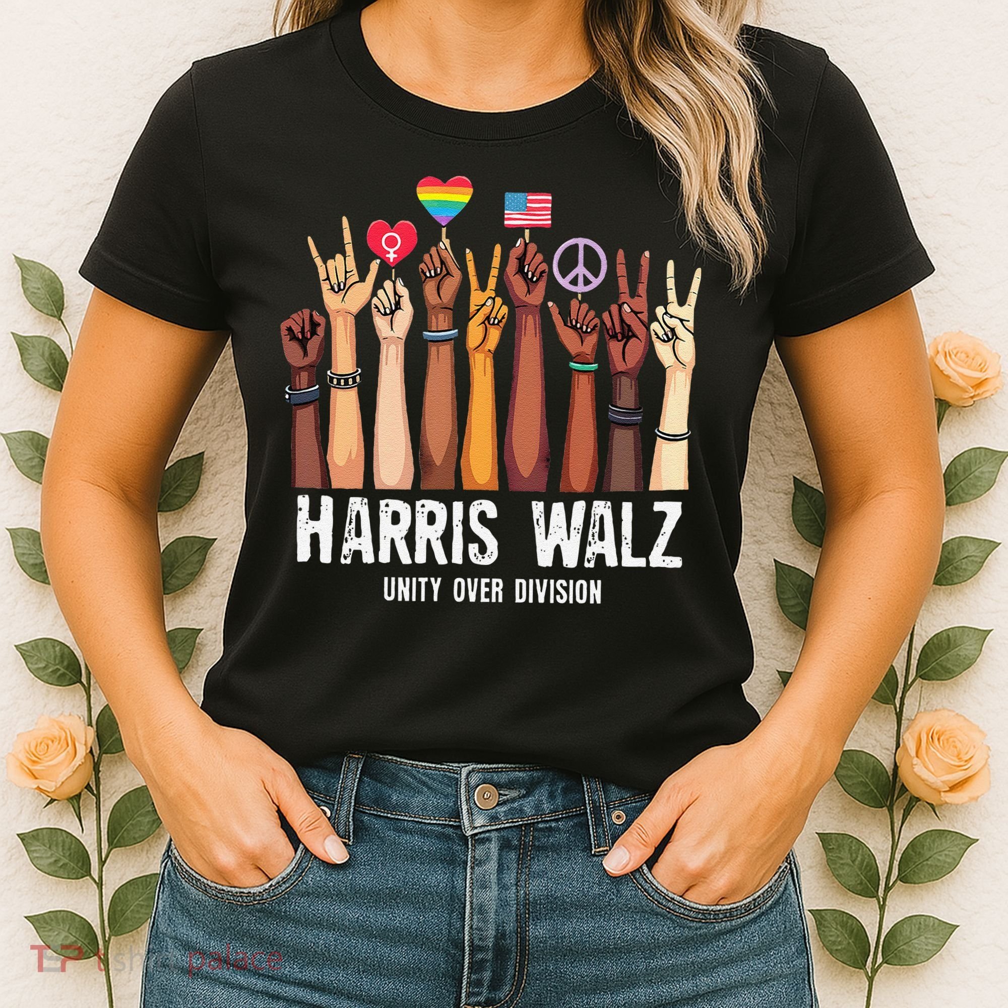 Kamala Harris Election Day Harris Walz Unity Over Division Women's T-Shirt
