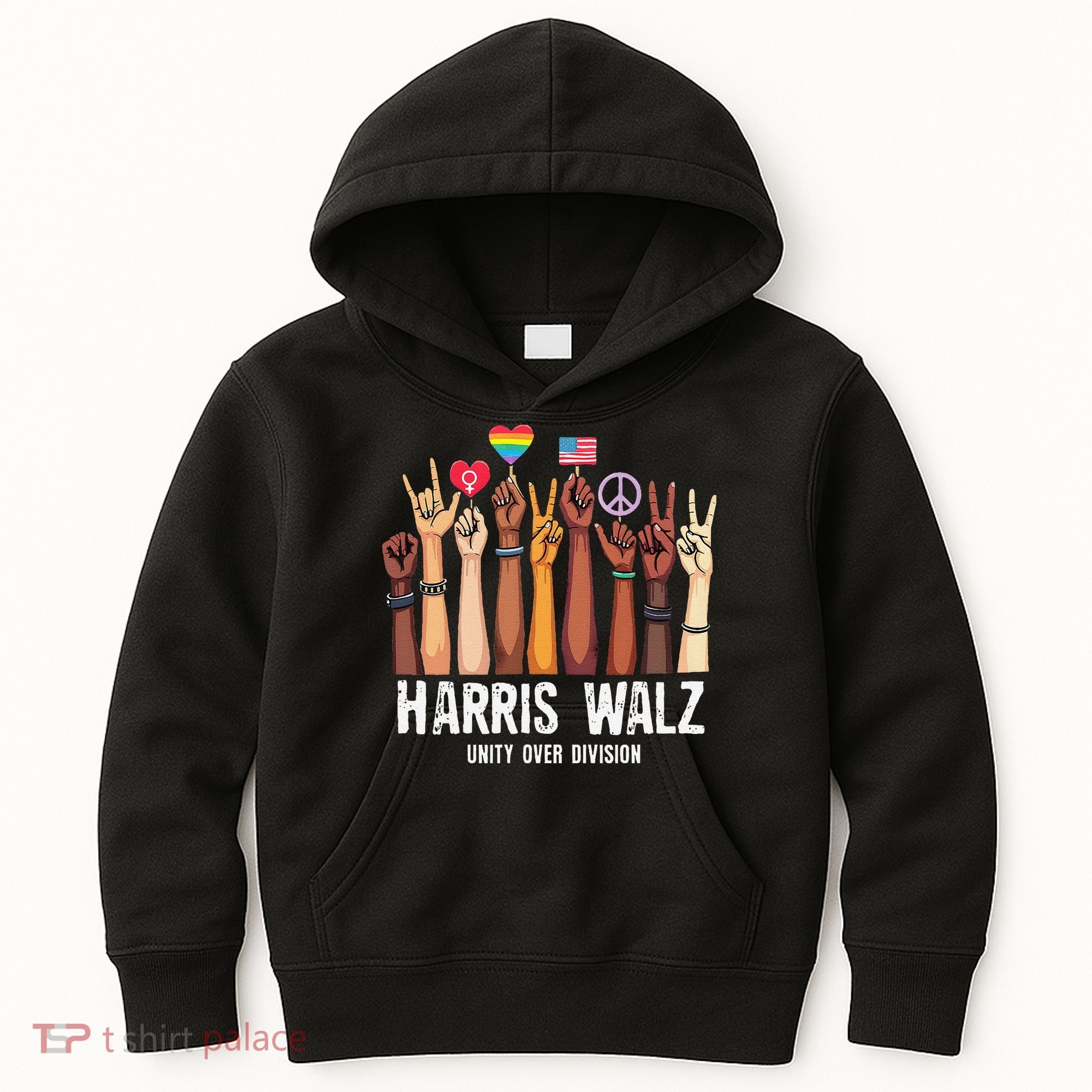 Kamala Harris Election Day Harris Walz Unity Over Division Kids Hoodie