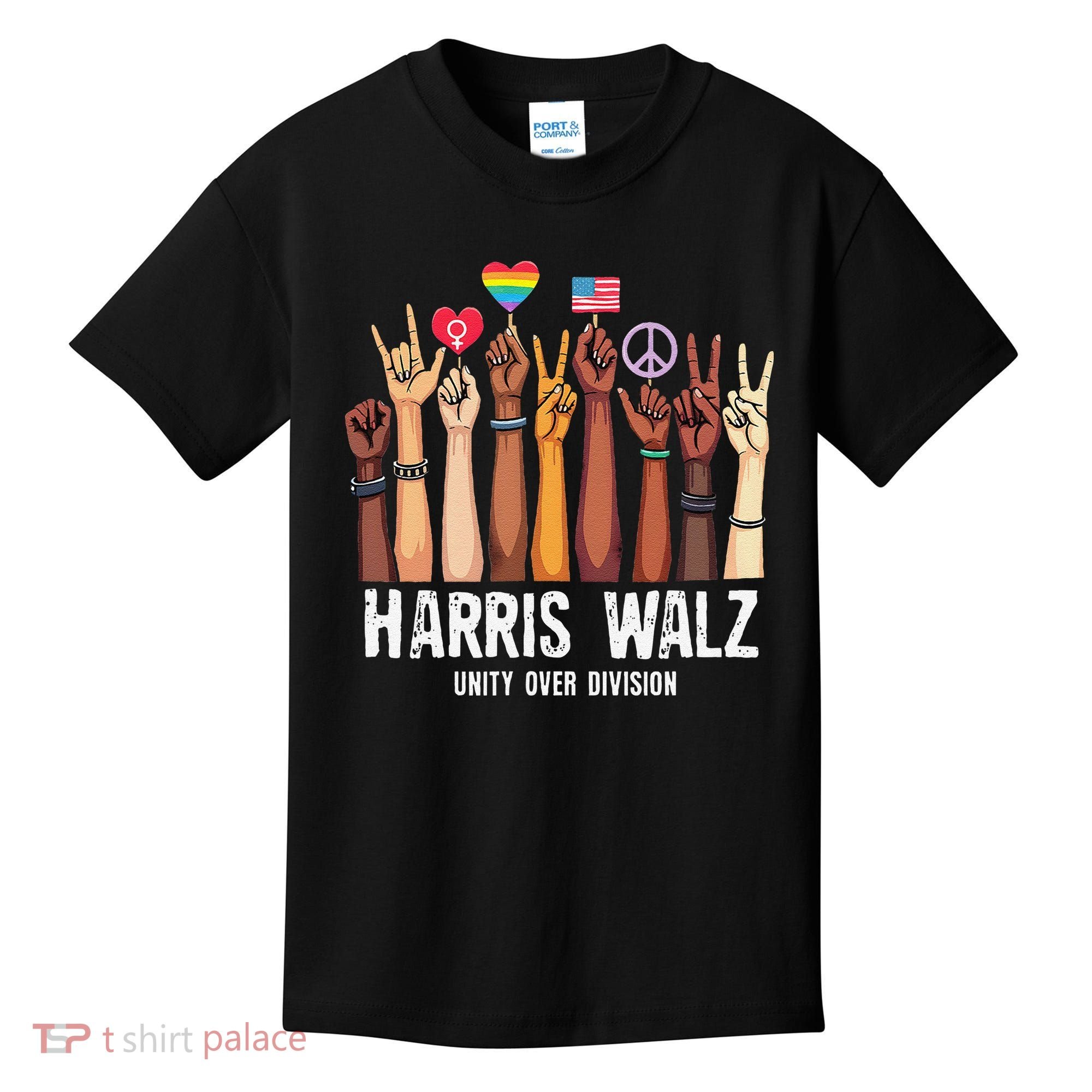Kamala Harris Election Day Harris Walz Unity Over Division Kids T-Shirt