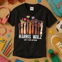 Kamala Harris Election Day Harris Walz Unity Over Division Kids T-Shirt thumb 3