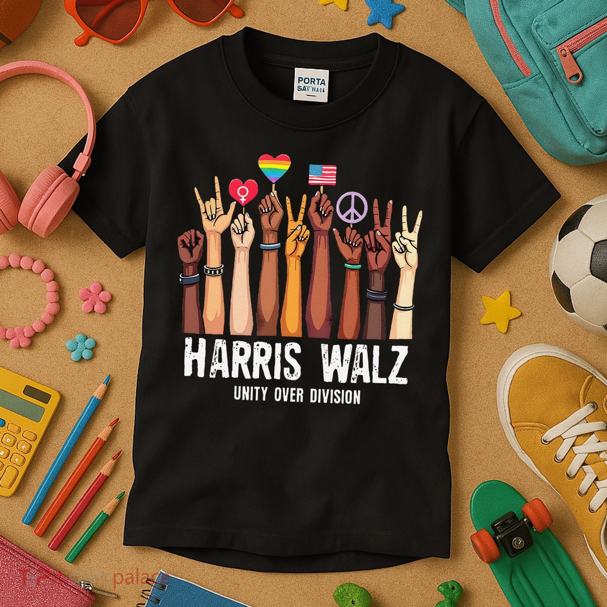 Kamala Harris Election Day Harris Walz Unity Over Division Kids T-Shirt