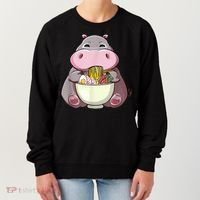 Kawaii Hippo Eats Ramen Daddy Mom Women's Sweatshirt thumb 0