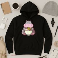 Kawaii Hippo Eats Ramen Daddy Mom Hoodie thumb 3