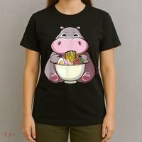 Kawaii Hippo Eats Ramen Daddy Mom T-Shirt thumb 4