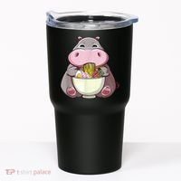 Kawaii Hippo Eats Ramen Daddy Mom Tumbler thumb 0