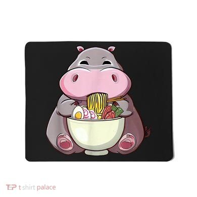Kawaii Hippo Eats Ramen Daddy Mom Mousepad