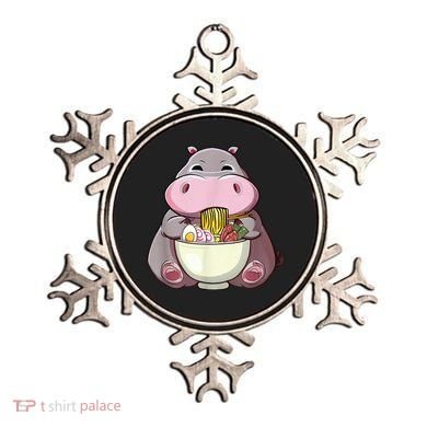 Kawaii Hippo Eats Ramen Daddy Mom Ornament