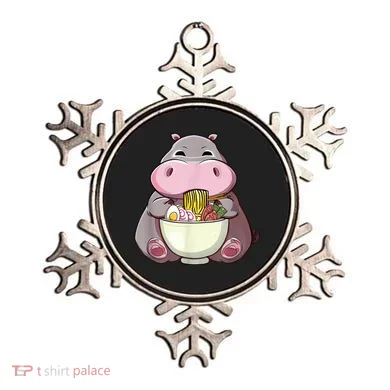 Kawaii Hippo Eats Ramen Daddy Mom Ornament