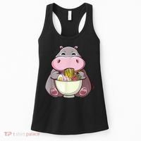 Kawaii Hippo Eats Ramen Daddy Mom Women's Tank Top thumb 0