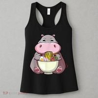 Kawaii Hippo Eats Ramen Daddy Mom Women's Tank Top thumb 3