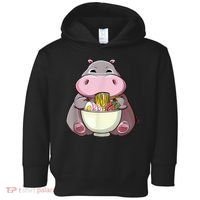 Kawaii Hippo Eats Ramen Daddy Mom Toddler Hoodie thumb 0