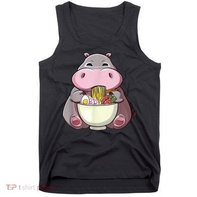 Kawaii Hippo Eats Ramen Daddy Mom Tank Top