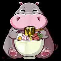 Kawaii Hippo Eats Ramen Daddy Mom Tank Top thumb 6