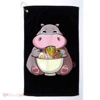 Kawaii Hippo Eats Ramen Daddy Mom Golf Towel thumb 0