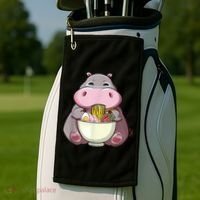 Kawaii Hippo Eats Ramen Daddy Mom Golf Towel thumb 2