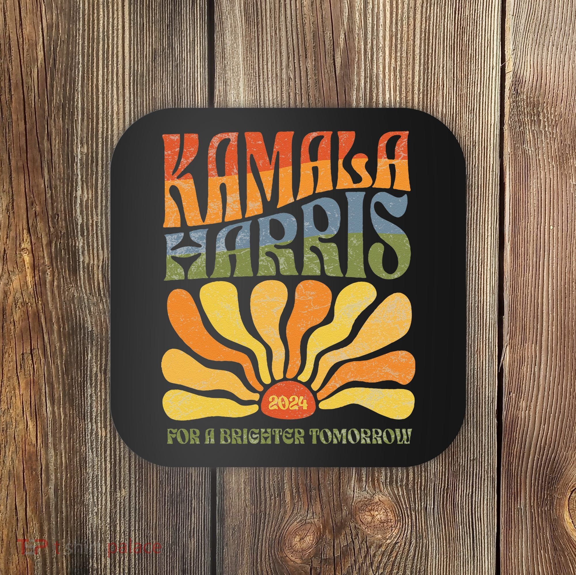 Kamala Harris For A Brighter Tomorrow 2024 Boho Aesthetic Gift Coaster