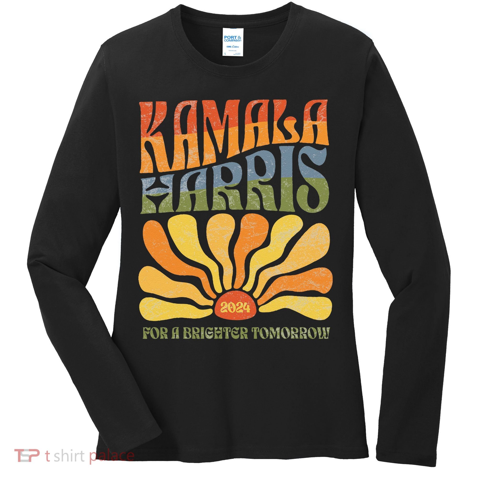 Kamala Harris For A Brighter Tomorrow 2024 Boho Aesthetic Gift Women's Long Sleeve Shirt