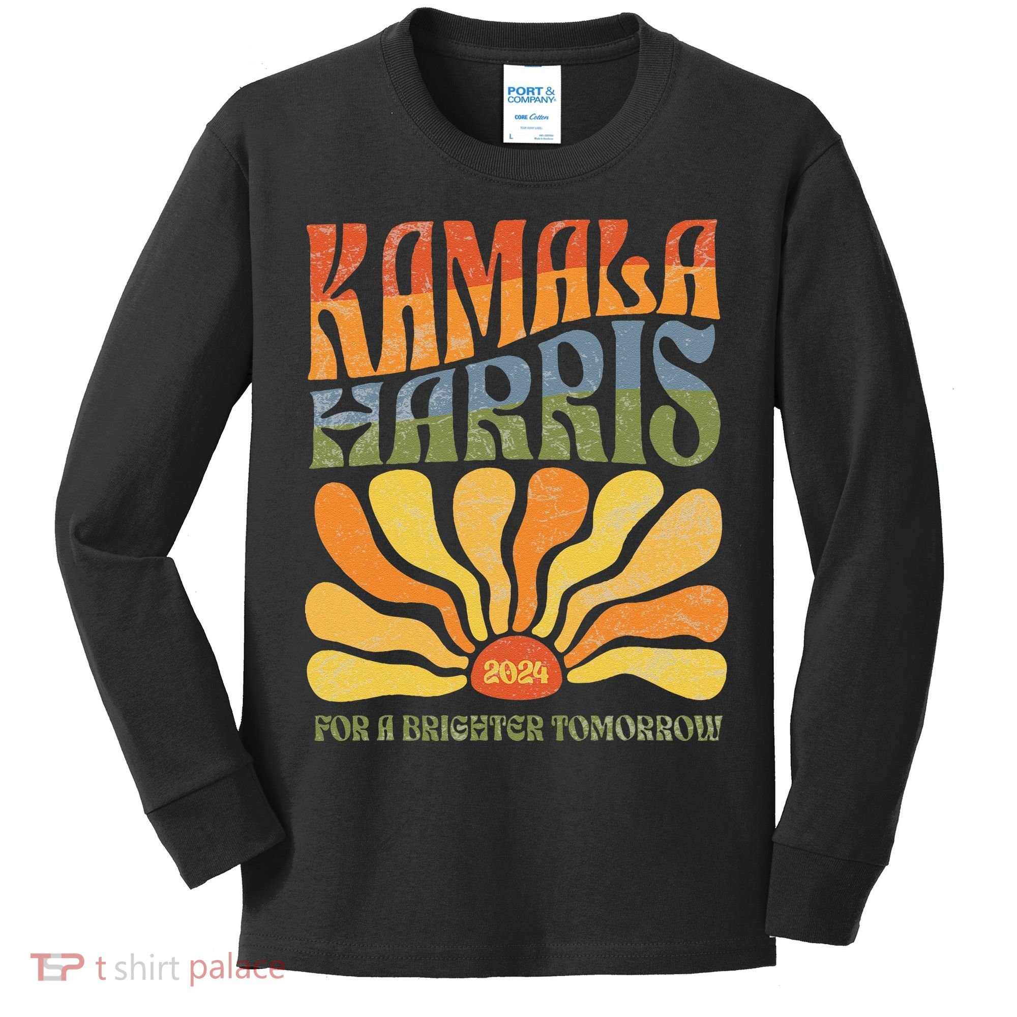 Kamala Harris For A Brighter Tomorrow 2024 Boho Aesthetic Gift Kids Long Sleeve Shirt