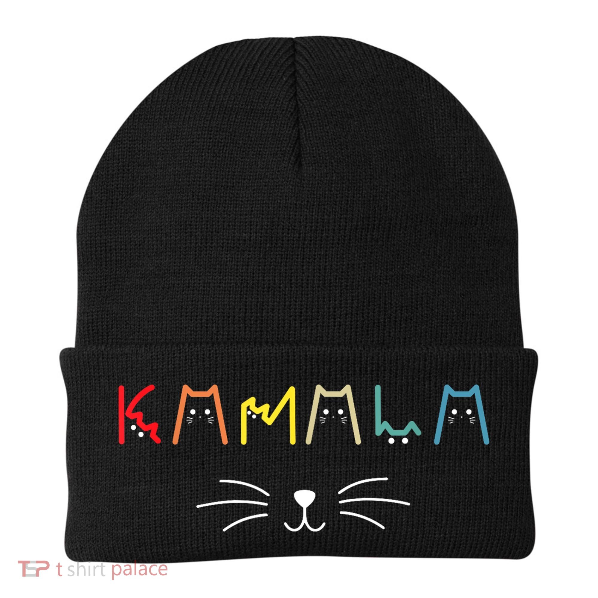 Kamala Harris Funny Cat Lettering Positive Gift Beanie