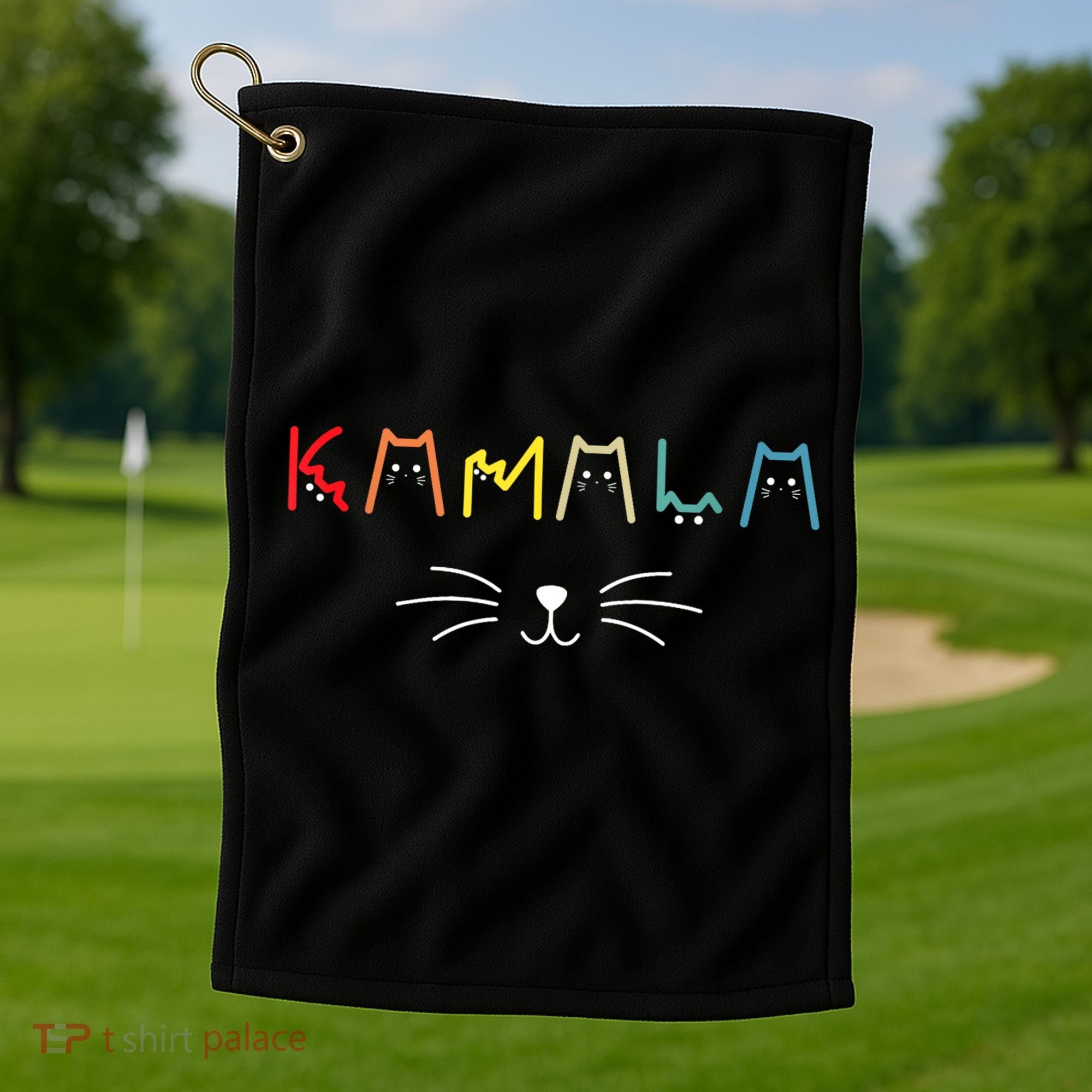 Kamala Harris Funny Cat Lettering Positive Gift Golf Towel
