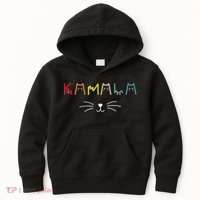 Kamala Harris Funny Cat Lettering Positive Gift Kids Hoodie