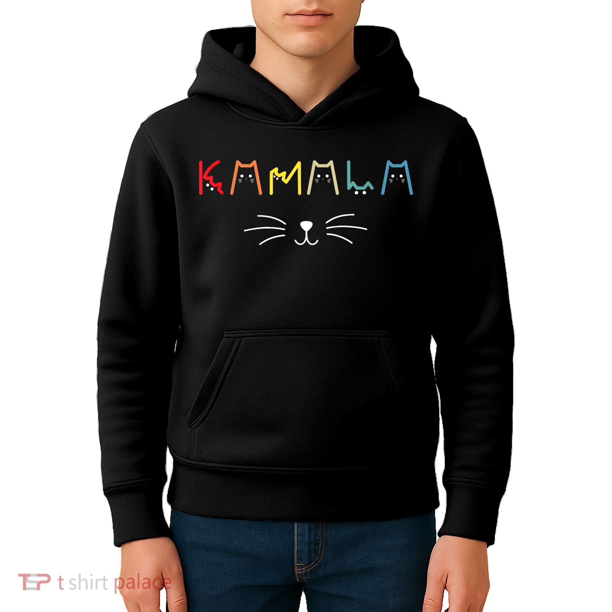 Kamala Harris Funny Cat Lettering Positive Gift Kids Hoodie