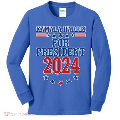 Kamala Harris For President 2024 Kids Long Sleeve Shirt