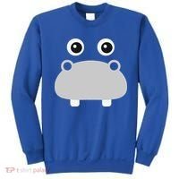 Kawaii Hippo Face Easy Halloween Costume Sweatshirt thumb 0