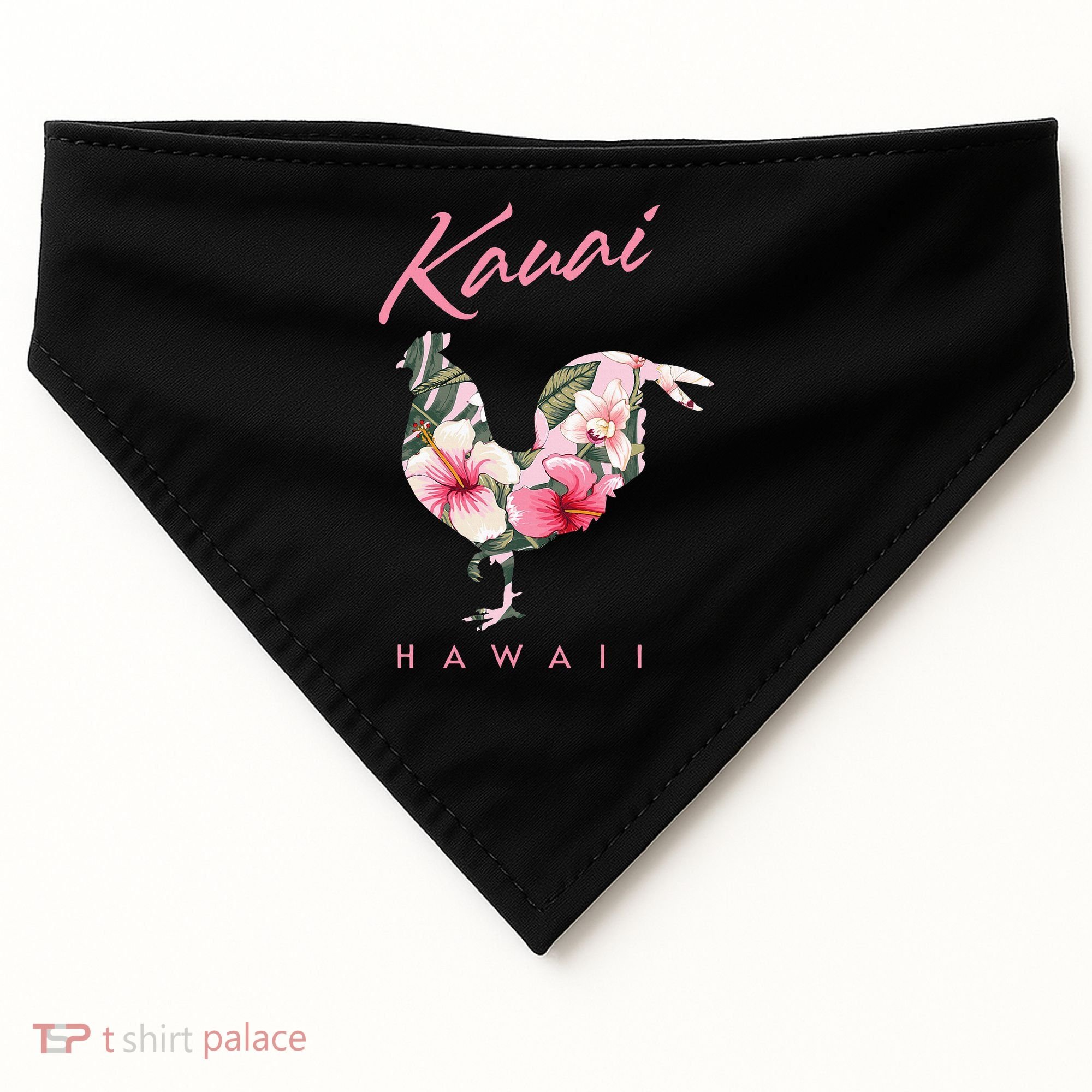 Kauai Hawaii Flower Hibiscus Chicken Lover Souvenir USA-Made Doggie Bandana
