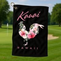 Kauai Hawaii Flower Hibiscus Chicken Lover Souvenir Golf Towel thumb 1