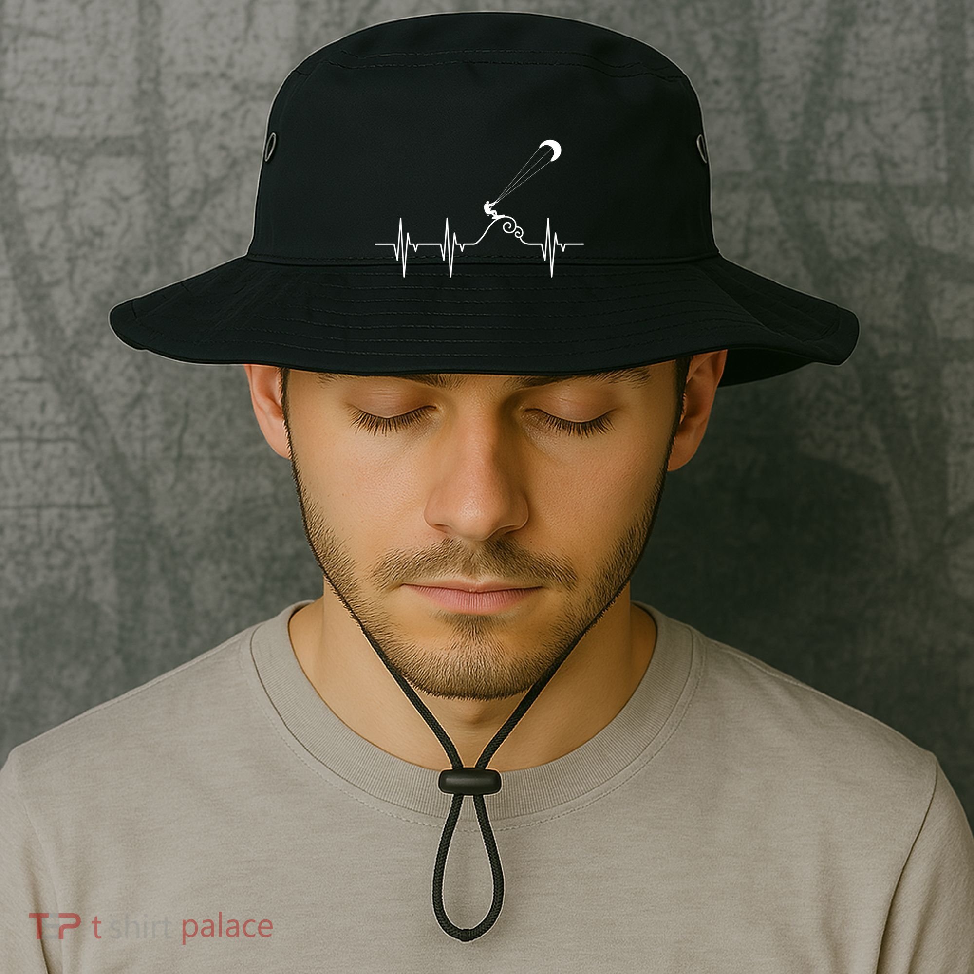 Kitesurfer Heartbeat Gift Kiteboard Kite Surfing Kiteboarding Gift Bucket Hat