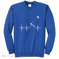 Kitesurfer Heartbeat Gift Kiteboard Kite Surfing Kiteboarding Gift Sweatshirt thumb 0