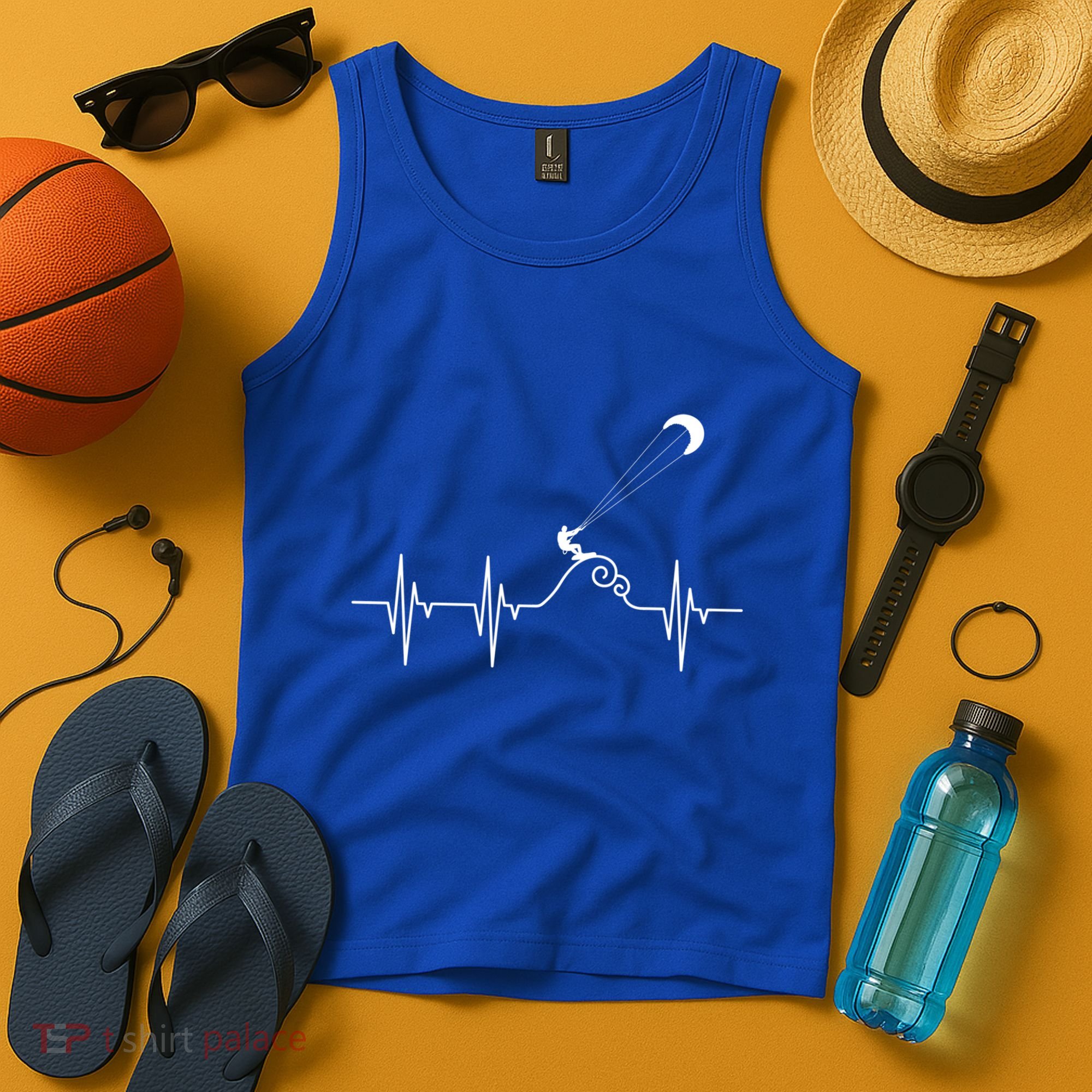 Kitesurfer Heartbeat Gift Kiteboard Kite Surfing Kiteboarding Gift Tank Top
