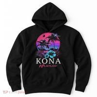 Kona Hawaii Hawaiian Hibiscus Flowers Surfer Souvenir Hoodie thumb 0