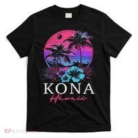 Kona Hawaii Hawaiian Hibiscus Flowers Surfer Souvenir T-Shirt thumb 0