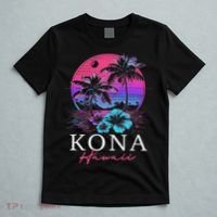 Kona Hawaii Hawaiian Hibiscus Flowers Surfer Souvenir T-Shirt thumb 5