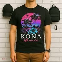 Kona Hawaii Hawaiian Hibiscus Flowers Surfer Souvenir T-Shirt thumb 6