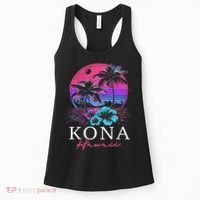 Kona Hawaii Hawaiian Hibiscus Flowers Surfer Souvenir Women's Tank Top thumb 0