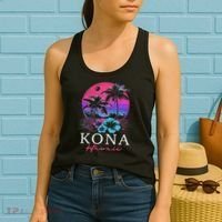 Kona Hawaii Hawaiian Hibiscus Flowers Surfer Souvenir Women's Tank Top thumb 2