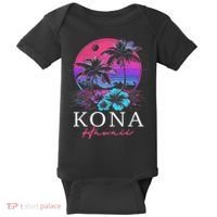 Kona Hawaii Hawaiian Hibiscus Flowers Surfer Souvenir Baby Bodysuit thumb 0