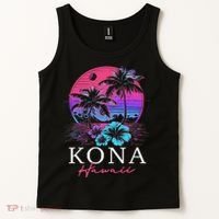Kona Hawaii Hawaiian Hibiscus Flowers Surfer Souvenir Tank Top thumb 2