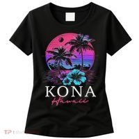 Kona Hawaii Hawaiian Hibiscus Flowers Surfer Souvenir Women's T-Shirt thumb 0