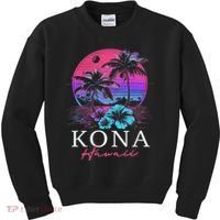 Kona Hawaii Hawaiian Hibiscus Flowers Surfer Souvenir Kids Sweatshirt thumb 0