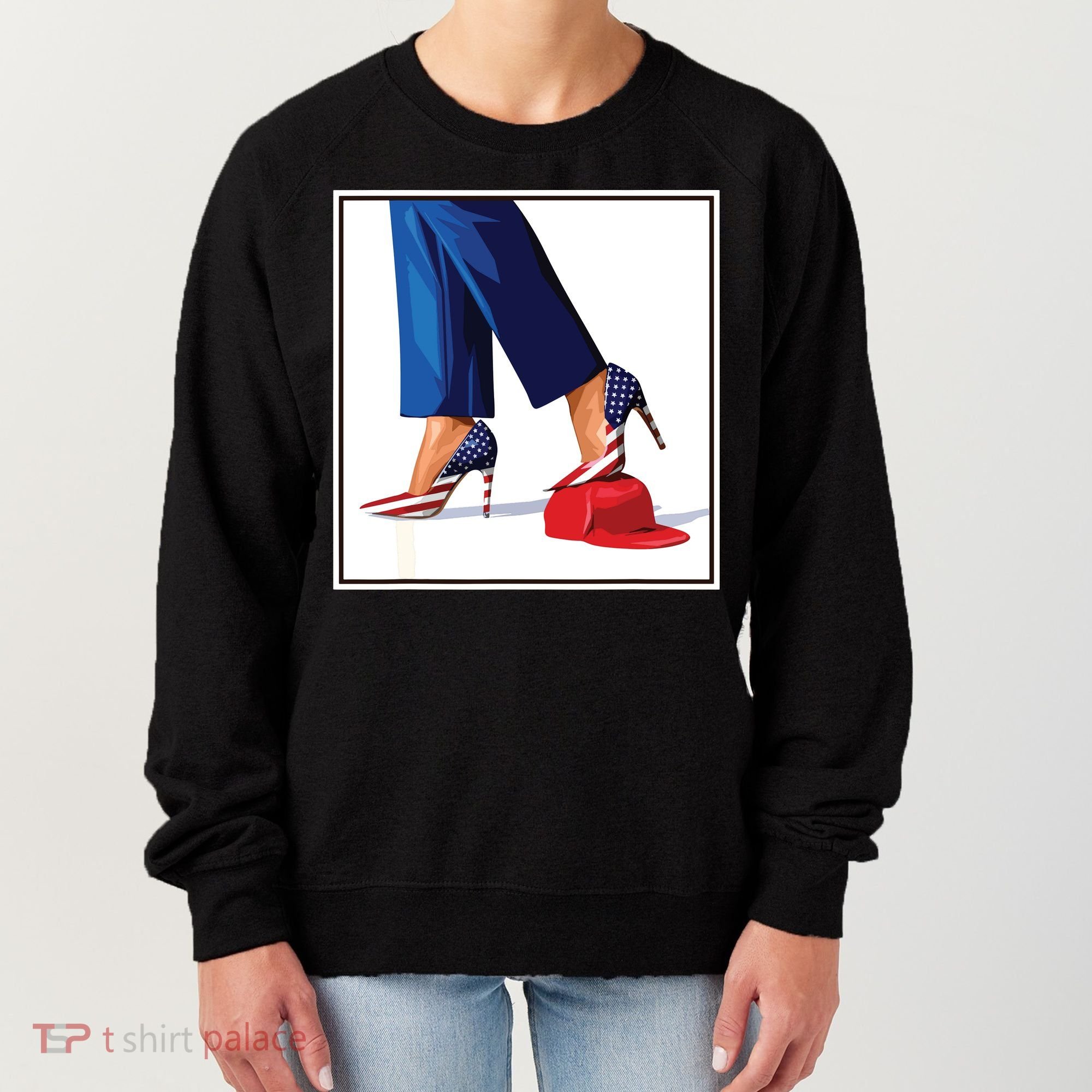Kamala Harris Heels Stepping On Maga Red Hat Women's Sweatshirt