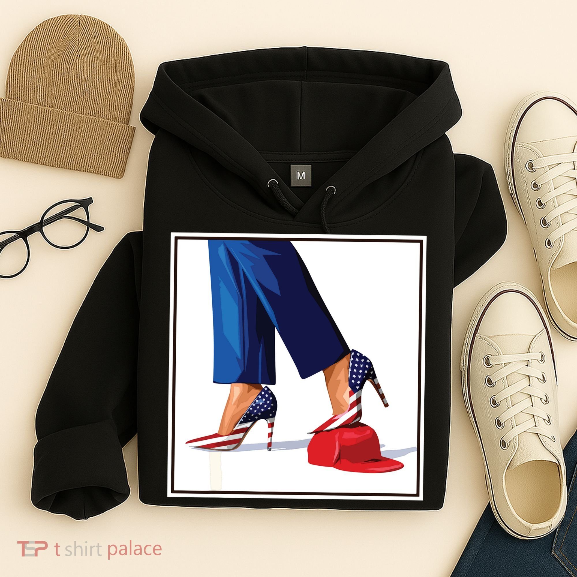 Kamala Harris Heels Stepping On Maga Red Hat Hoodie
