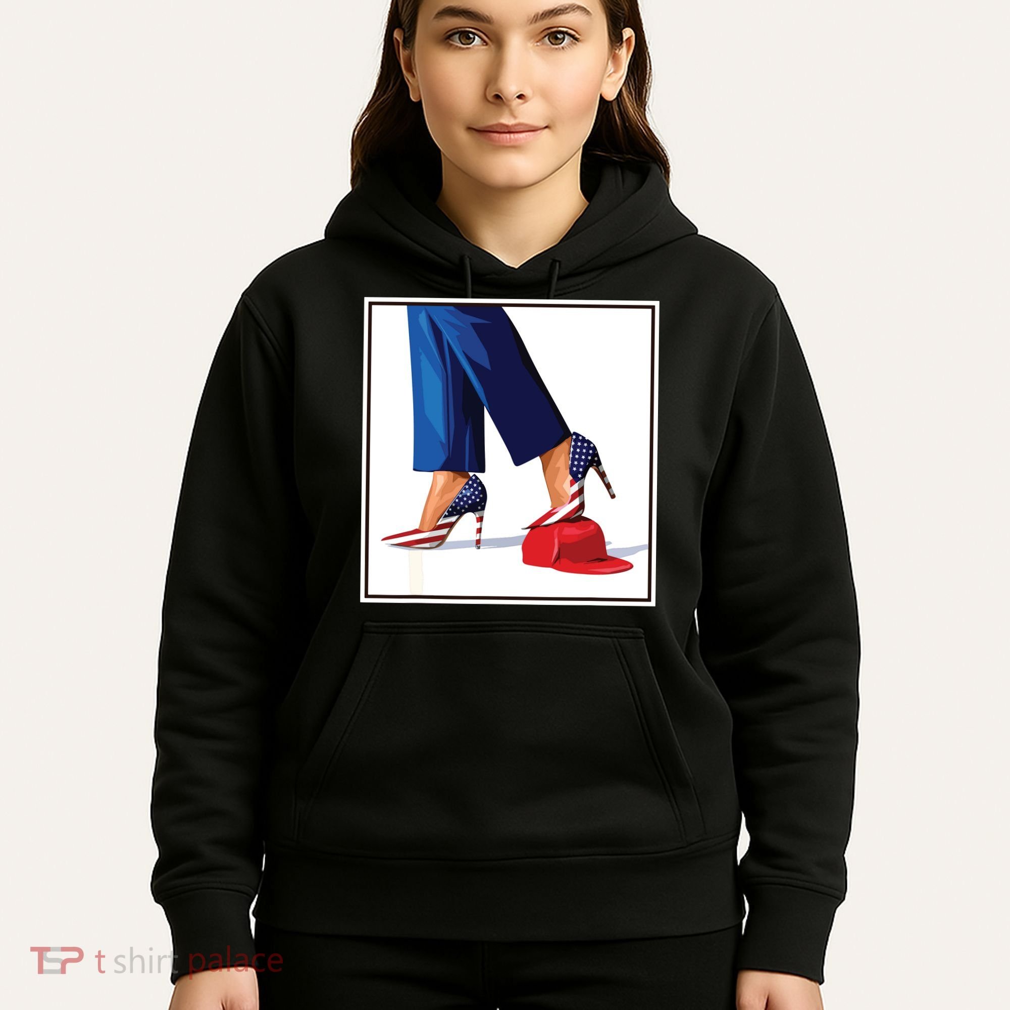 Kamala Harris Heels Stepping On Maga Red Hat Hoodie