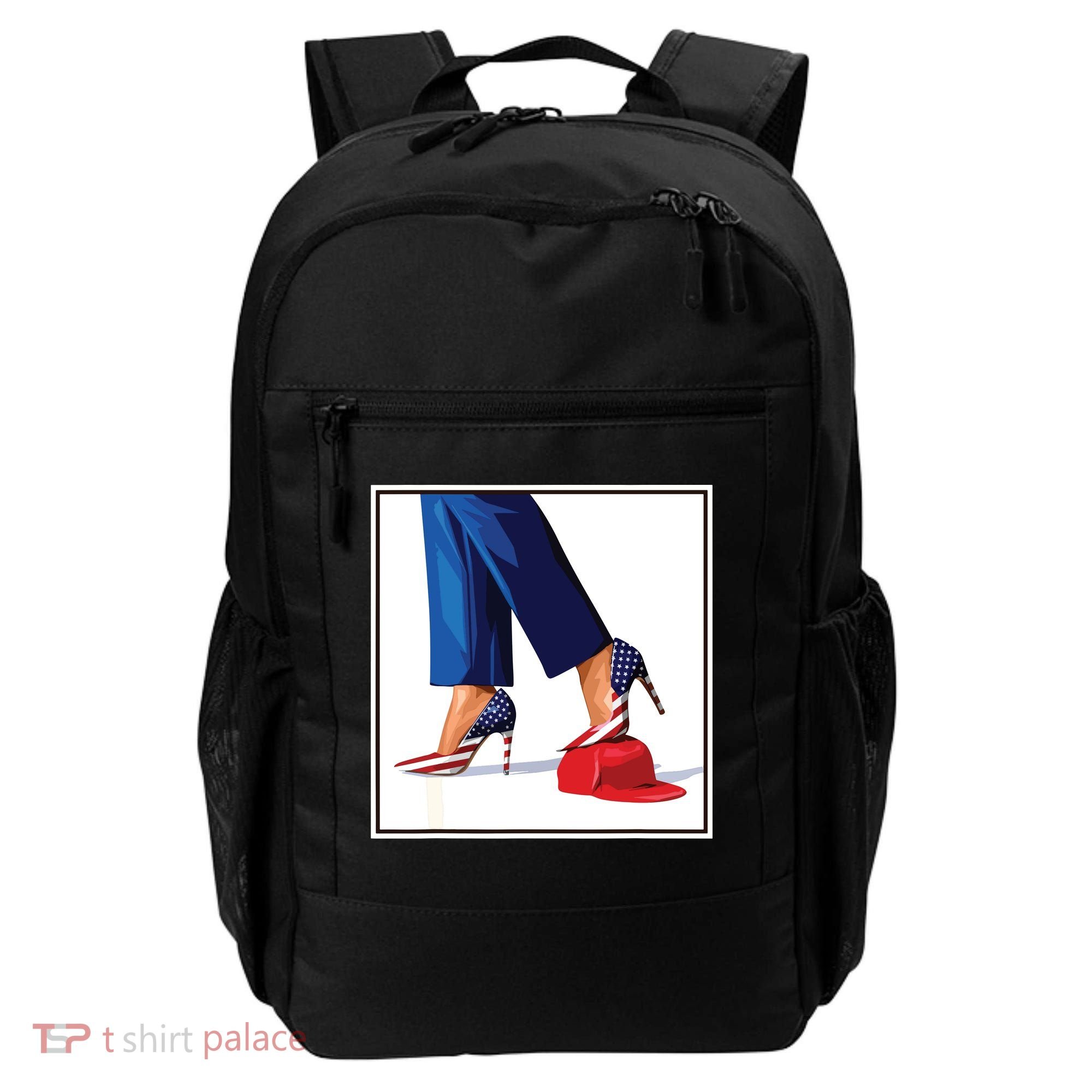 Kamala Harris Heels Stepping On Maga Red Hat Backpack