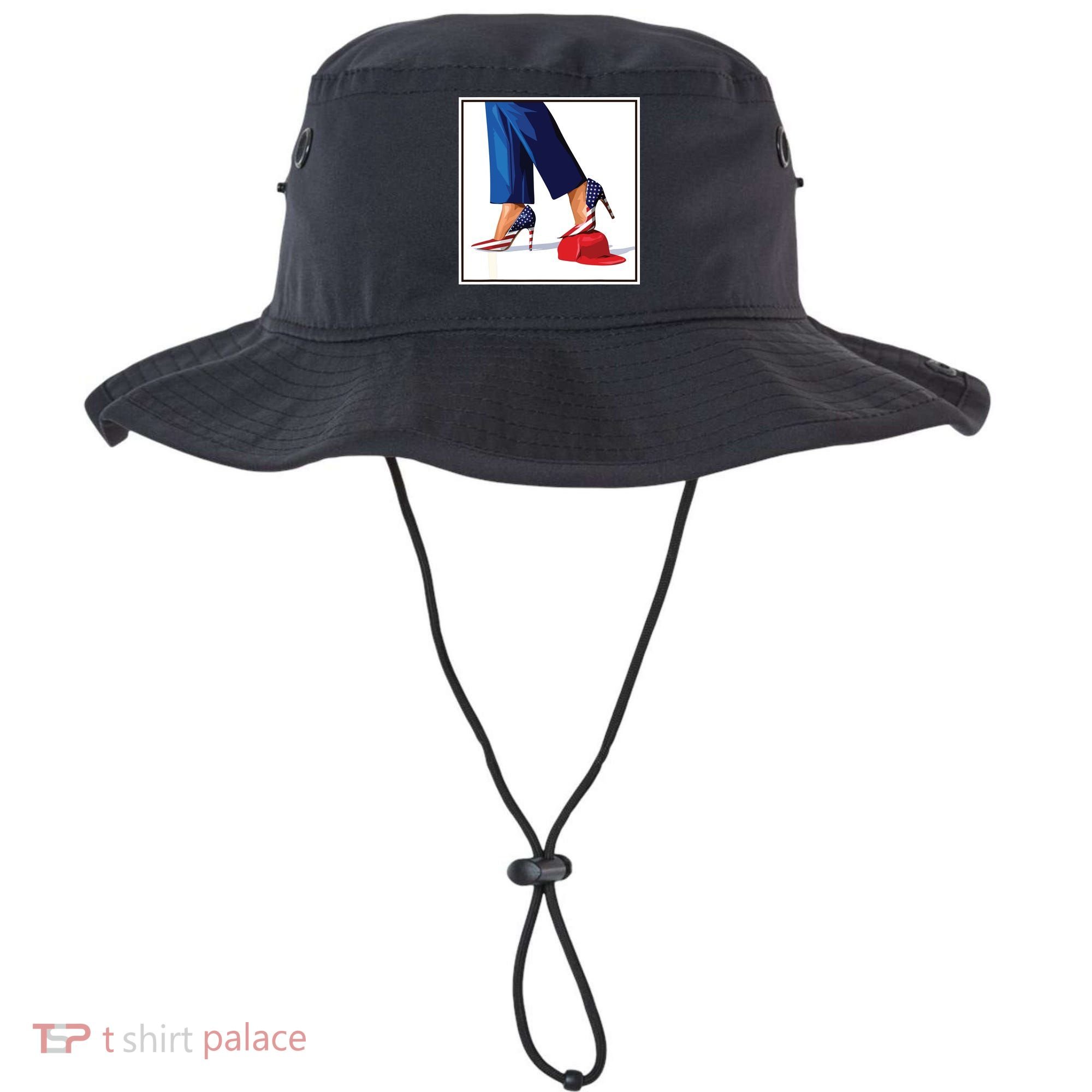 Kamala Harris Heels Stepping On Maga Red Hat Bucket Hat